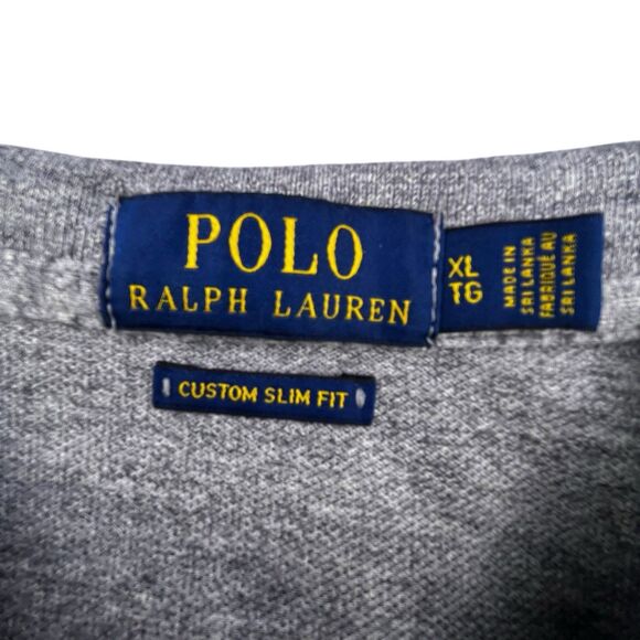 Polo Ralph Lauren Polo Shirt Mens XL Gray Custom Slim Fit Big Pony 3 Rugby Style - Picture 5 of 10